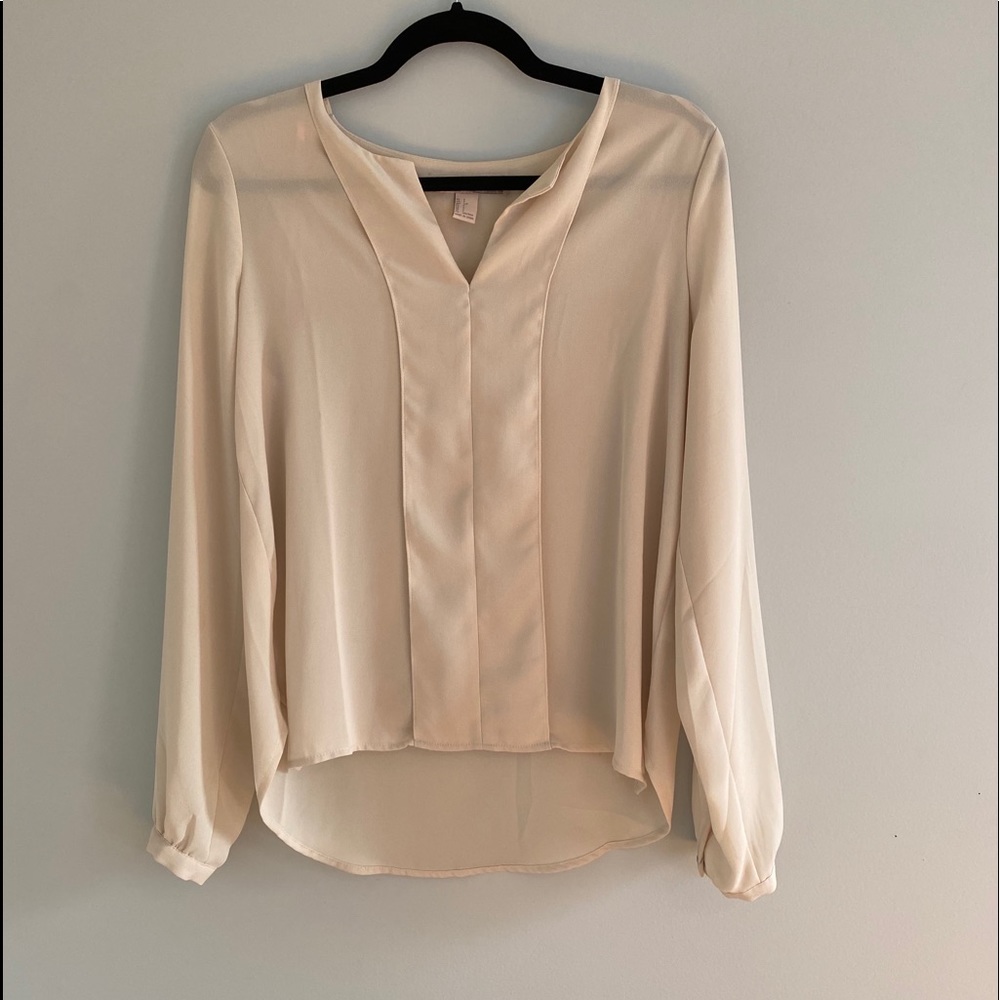 Forever 21 Cream Blouse with Balloon Sleeves